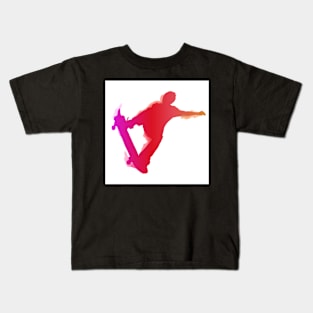 Skateboarder performing a trick Kids T-Shirt